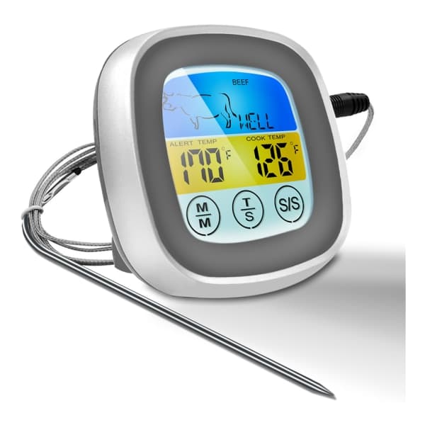 IC (Grå med vit mittram) Digital färgdisplay kökstermometer