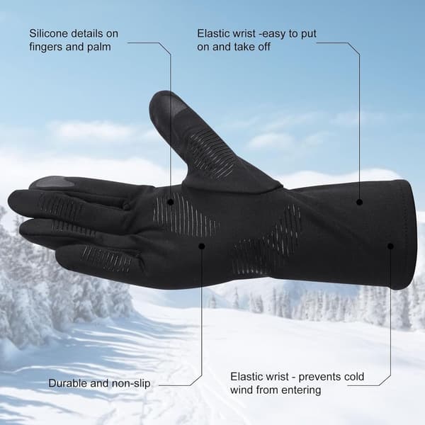 Vinter Touchscreen Handsker, Varm Termisk Foret Polyester Spandex Blanding, Anti-Skrid Greb, Til Mænd Løb Cykling Vandring, Sort, Størrelse M