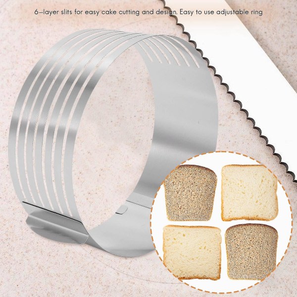 Tårtring med mindre stål, 6-lagers justerbar tårtskärare, tårtskärare