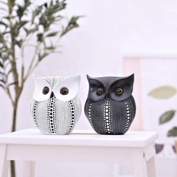 IC Polka Dot Owl Sculpture - Hartsi pöllö patsas - Käsityöt