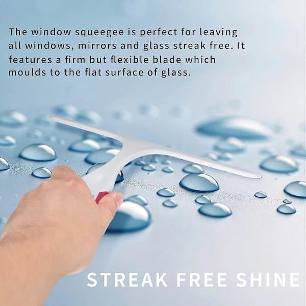 Window squeegee, shower squeegee, rubber squeegee for glass cleaning, plastic squeegee for cleaning mirrors, bathrooms, windows, floors, glass, 2 pcs