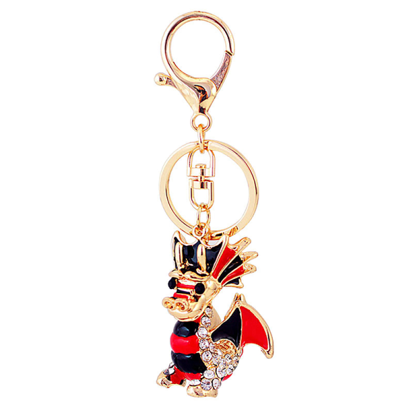 IC Tecknad kristall Inlagd Diamond Dragon Zodiac Keychain Bag Acce