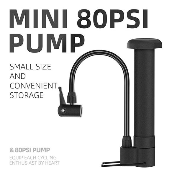 MTB-pyörän pumppu 80 PSI käsikäyttöinen ilmapumppu pallojen täyttämiseen Musta