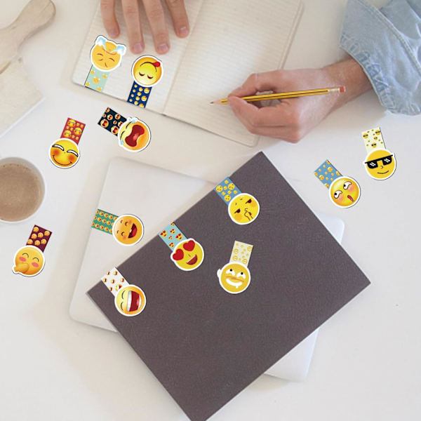 12 kpl magneettiset kirjanmerkit, söpöt emoji-kirjanmerkit, emomoticons-kirjanmerkit, magneettiset kirjanmerkit lapsille, värikkäät söpöt kirjanmerkit opiskelijoille, pojille, tytöille Z emoji