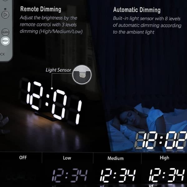 IC Digitaalinen seinäkello LED elektroninen herätyskello 3D digitaalinen kello Valkoinen