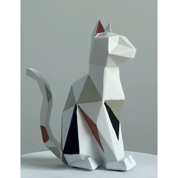 IC Kattskulptur Staty Geometrisk figurin Dekor Polyresin Arts Presenter 7,3 tum