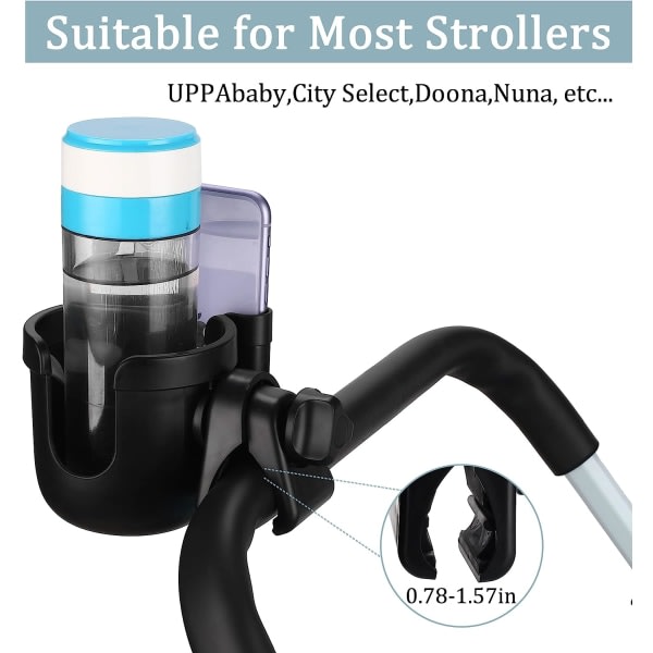 IC Universal justerbar muggholdere med telefonholdere for baby, rullstol, rullator, sykkel, skoter