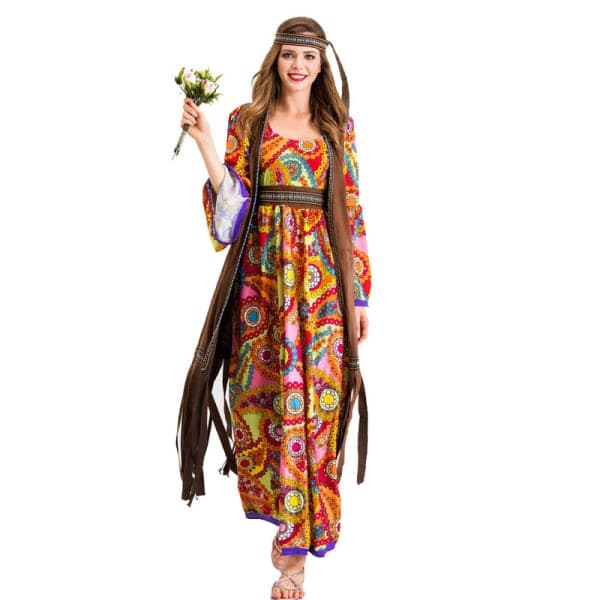 Kvinnor Hippie Kostym Set, Hippie Vuxen Dräkt 2XL