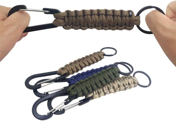 Paracord-avaimenperät karabiinilla, 5 kpl, unisex ulkoiluun