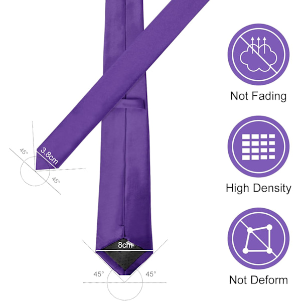 Miesten solmiot Klassinen yksivärinen satiininauha miehille Premium yksivärinen solmio miehille Muodolliset mustat solmiot miehille Liiketoiminta Hääjuhlat Työsolmio 8cm Deep Purple-Satin
