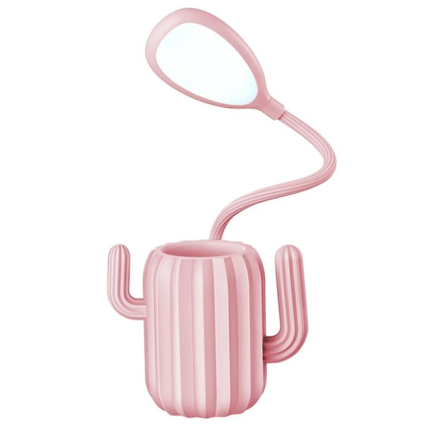 IC Skrivebordslampe, Kids Led USB Genopladelig 3-niveau Dæmpbar Natlampe med Penneholder (Rosa)
