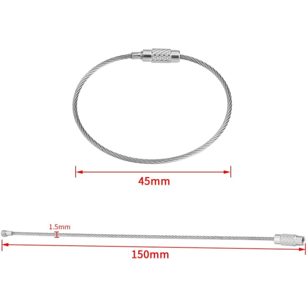 20 stk. 15 cm Tråd Nøglering Kabel Sølv Nøglering Loop IC