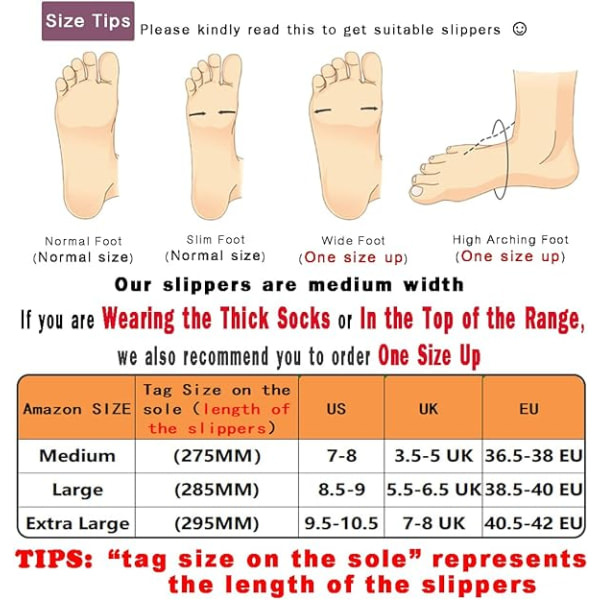 Naisten Damtofflor Muistivaahto Pehmeä Lämmin Slip On Kotitossut, Liukumaton Mukava Plyssi Sisä- ja Ulkokäyttöön (Koko: Iso)