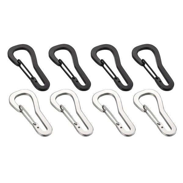 8 stk Karbinhake Clips Rustfrit Stål Karbinhake Spænder Metal Nøgleholder IC