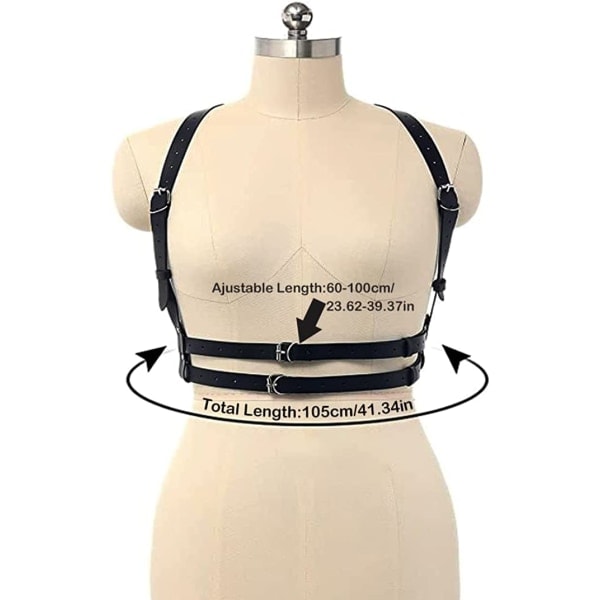 IC Kvinnors läderbälte, body chain bälte med ryggrem