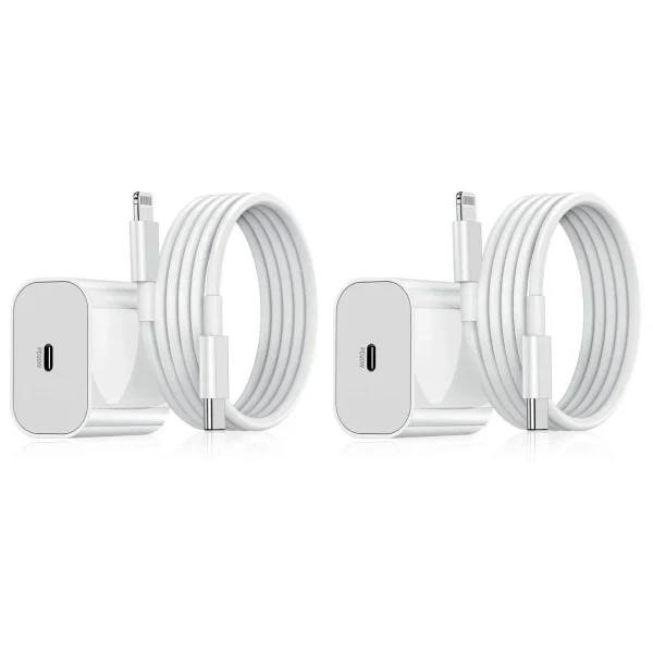 IC 2 ST iPhone laddare 20 W, USB C snabbladdare, med kabel Vit PD20W