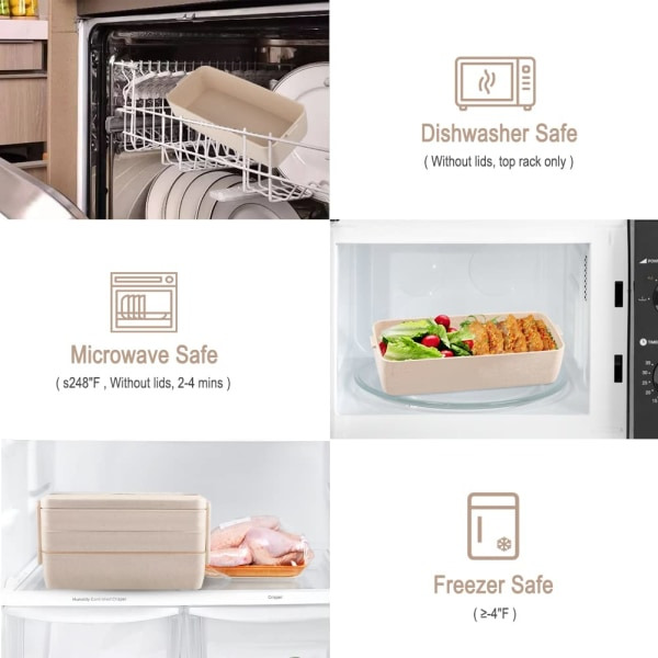 IC Bento Box Lunchbox - Beige 3-i-1 fackbehållare