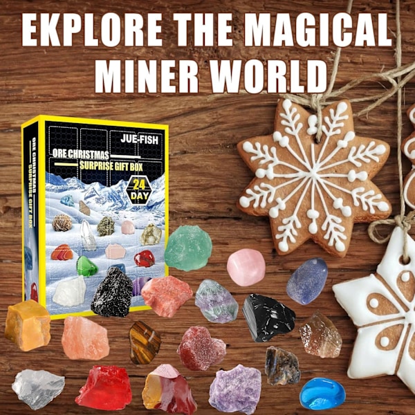 NATIONAL GEOGRAPHIC Ædelstens Adventskalender - 2024 Adventskalender til Børn med 24 Ædelstene at Åbne Hver Dag, Kalender med Mini-Stengraver