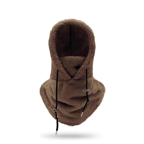 Sherpa Huva Skidmask Vinter Varm Balaclava Kallt Väder Vindtät Justerbar Fleece Huva Täcke Hatt Beanie Halsduk För Män Kvinnor (FMY) Dark Brown