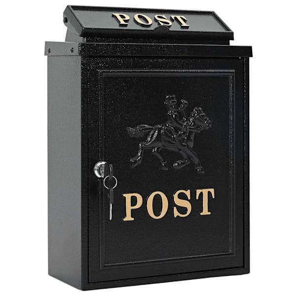 Vægmonteret postkasse sort 29 x 13 x 41 cm støbt aluminium