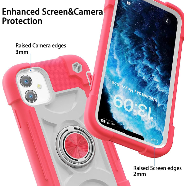 IC iPhone 14 Pro Max-etui 6,1 tommer med 360° roterende ringstativ, militærklasse fallbeskyttelse for hele kroppen Robust kraftig etui 3 i 5 deksel
