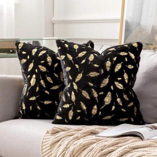 Set med 2 plysj putetrekk, gullfarget putetrekk for sofa, stue, hjem, seng, kontorinnredning, 43x43cm