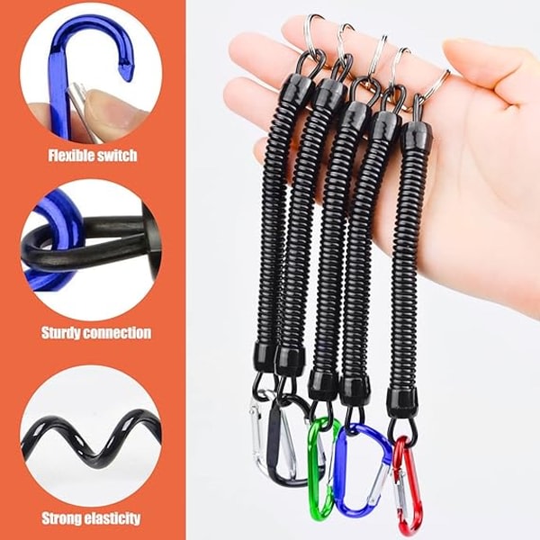 5 stk Strækbar Spiral Nøglering Bungee Nøglering Spiral Nøglering IC