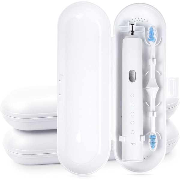 Reseskyddande fodral för elektrisk tandborste och utbytesborsthuvud, reseväska 3PCS--White