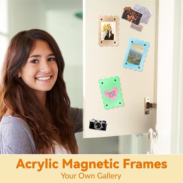 12 magnetiske fotorammer - akryl - 6 x 9 cm - kjøleskap