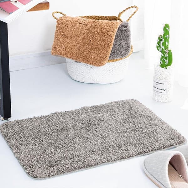 Blød absorberende mikrofiber bademåtte med skridsikker bagside, maskinvaskbar hurtigtørrende rektangulær måtte til badeværelse, soveværelse, køkken, entré, grå