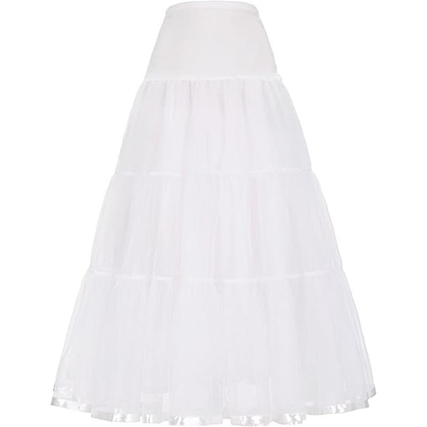 Dame Ankel Lengde Underskjørt Skjørt Bryllup Halv Slip Krinoline Underskjørt Hvit White S M