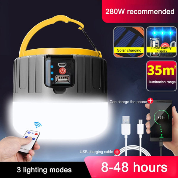 IC USB-oppladbart LED-campinglys, solcellelys, 5200 mA