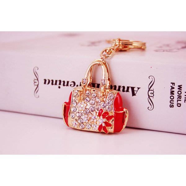IC Kristallnyckelring Härlig handväska koristelu bilnyckeldekoration för nais- ja flickor$Crystal Diamond tekojalokivi Smile Cat-Röd