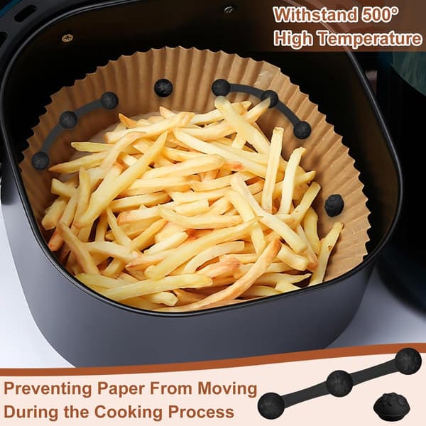 Magnetiske silikone airfryer-clips, sæt med 12 varmebestandige genanvendelige bagepapirholdere til airfrying, sort