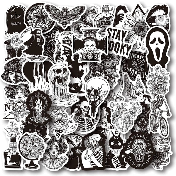 IC Gothic Stickers, 50 st Goth Vinyl Sticker Pack, Vattentäta skelettdekaler för bärbara datorer, vattenflaskor , phone case