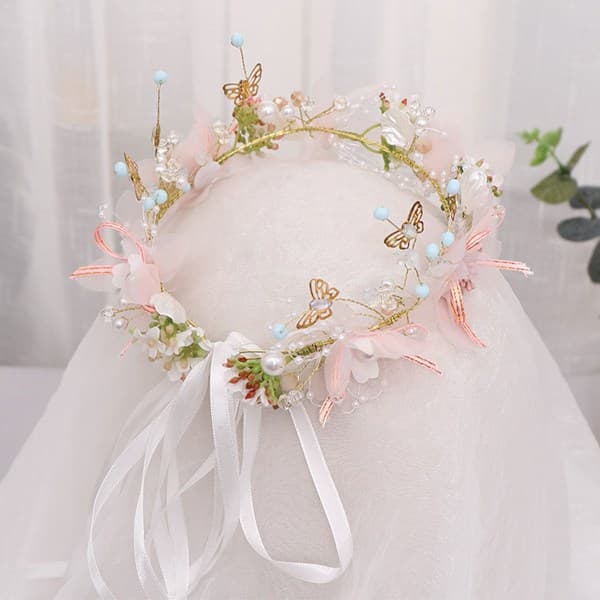 Huvudband och handblomma för kvinnor, bröllopsblommor