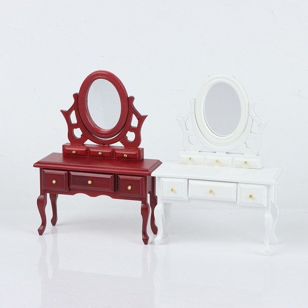 IC 1:12 Dockskåp Miniatyr Sminkbord i Trä, Sminkbord, Dressing, Brun