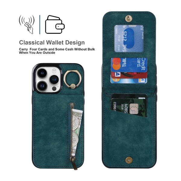 IC Gäller iPhone13/14 kortholder-mobiltelefon etui blå