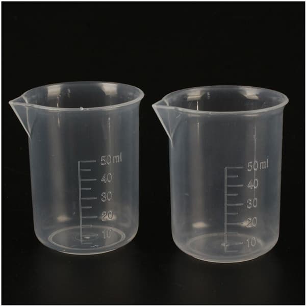 2 st 50ml Laboratorie Plast Vatten Vätskemätningskopp Transparent