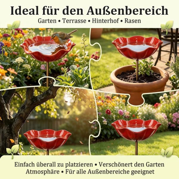 Metal Bird Bath for Flowers, Durable Bird Bath and Insect Drinker, Suitable for Garden and Patio - 2 Pack (Blue) blue 2pcs