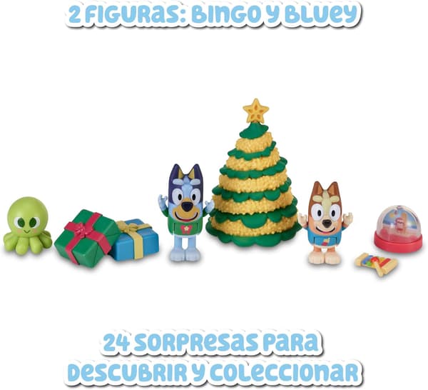 Julekalender 2024, Blind Box, 24-dagers nedtelling Bluey, Inkluderer tegneseriefigurer og tilbehør
