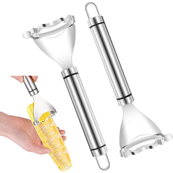 2 stk. Majsskalere i rustfrit stål til majskolbe