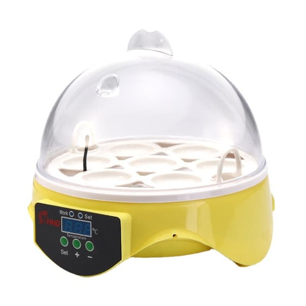 Automatisk egginkubator med temperaturkontroll, 7 eggkapasitet for kyllingklekking, familiegård og påskepynt