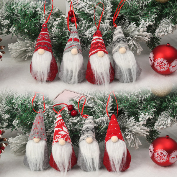 8 st dekorasjoner de Noël face less puppée pendentif père Noël bonhomme arbre de Noël pendentif