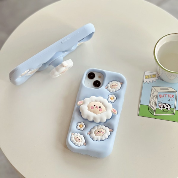 Passer til iPhone16Promax mobiltelefon etui Apple 13/14 beslag lam iPhone15 silikone anti-fald etui Sheep bracket iP14Pro