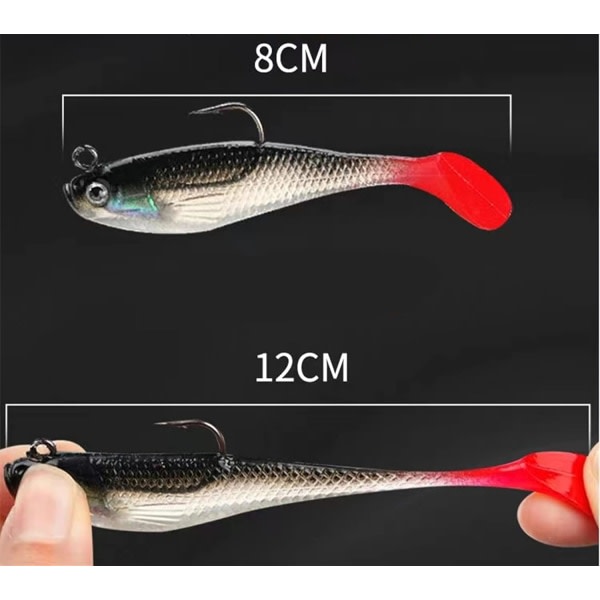 IC-setti, 5 kpl 8 cm Pehmeä syötti Lyijypää Merikalastusvälineet Terävä kolmihaarakoukku Tekosyötti T-häntä