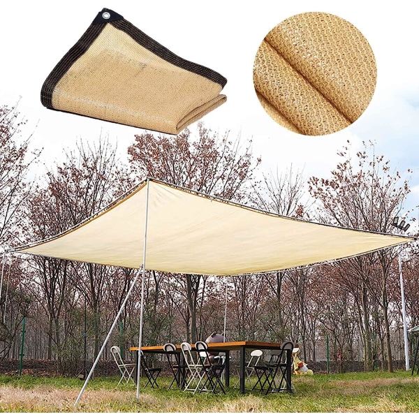 IC Skyggeduk Beige Rektangulær Skyggetelt 90% UV-bestandig Pustende og Slitesterk Skyggeduk for Drivhus Pergola Hagebasseng 3mx3m