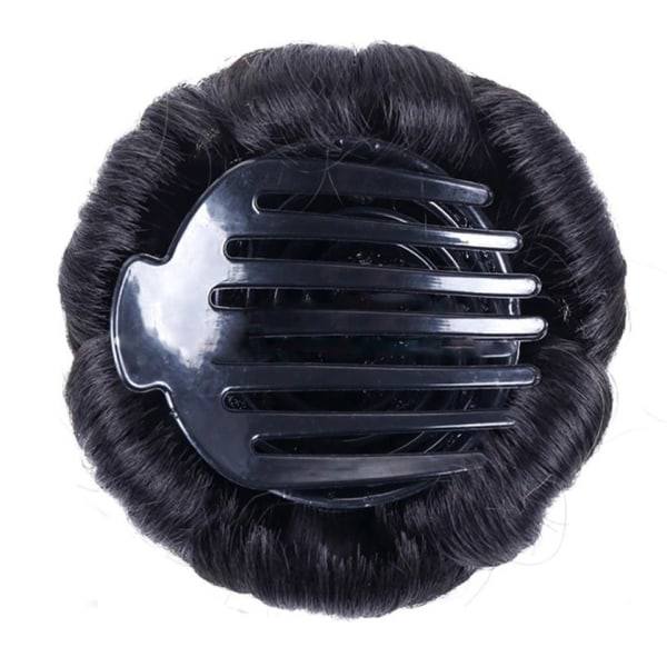 Synteettinen Scrunchie-hiusdonitsi, korkea nuttura, punotut hiuslisäkkeet, kiinnitä hiuksiin, suuri koko, juhlat, cosplay-lisäkkeet, tummanruskea, valkoinen timantti