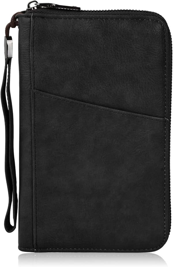 RFID Pasholder, PU Rejsedokumentorganizer Med Flere Rum, Unisex Rejsepung, Sort, 20 x 12.5 x 2 cm black