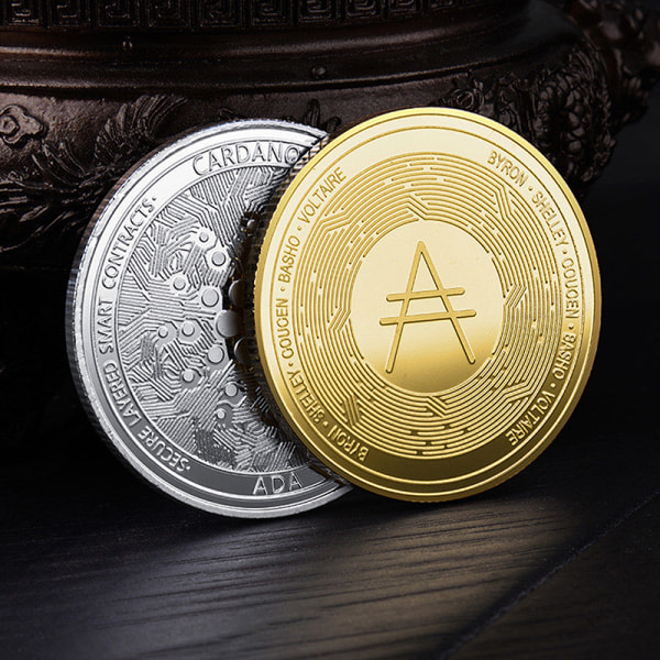 IC Forgylt Cardano ADA Coin Cryptocurrency Fysisk Samling meta Sølv
